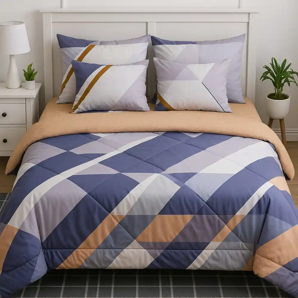6-Piece Reversible Microfiber King Comforter Set 240x260 cm | Soft & Cozy Bedding Set with Pillowcases and Shams | Assorted Prints