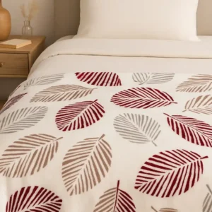Elega Decor Flannel Fleece Double Size 200 x 220 cm for All Season | Leaf Print, Geometric Print, Branch Print