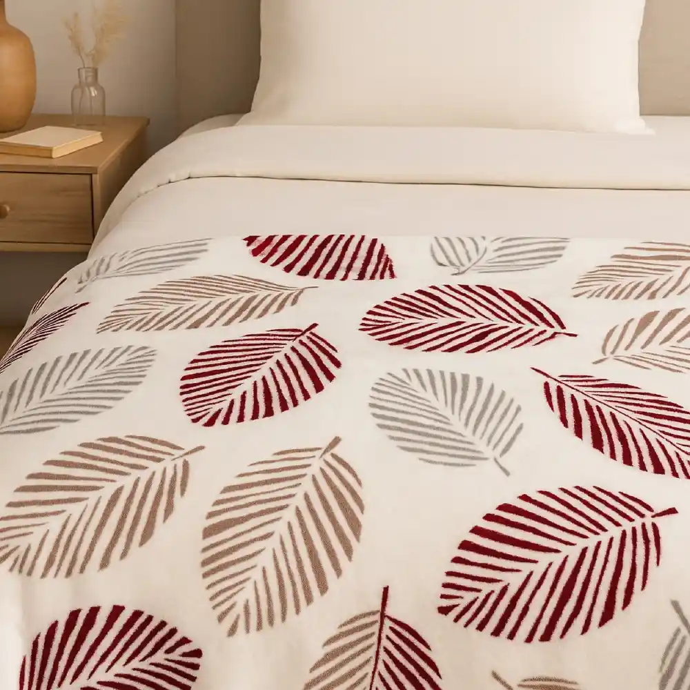 Elega Decor Flannel Fleece Double Size 200 x 220 cm for All Season | Leaf Print, Geometric Print, Branch Print