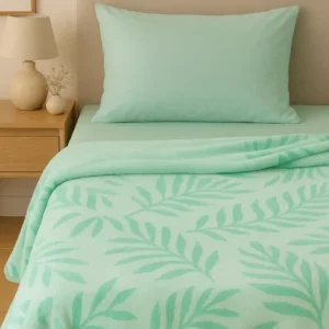 Elega Decor Jacquard Flannel Blanket – Single (150x200 cm) | Knitted Abstract Leaf Embossed | Pink | Ultra-Soft, All-Season Comfort